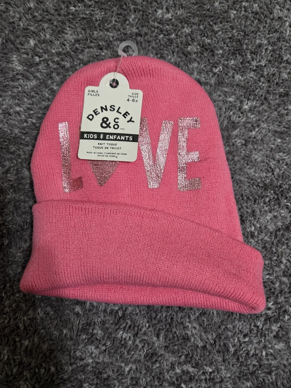 Kids Pink 'LOVE' Knit Beanie And Glove Set